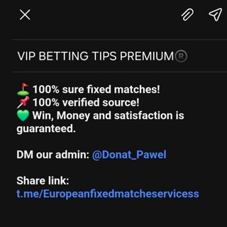 Avatar of Telegram channel "VIP BETTING TIPS PREMIUM®️" @Europeanfixedmatchservice