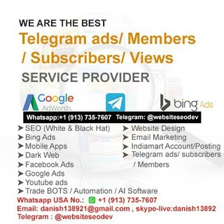 Avatar of Telegram channel "SEO/ Website Development/ Google ads/Lead generation/Bulk WhatsApp/software Development/ Telegram Ads" @seogoogleadsweb